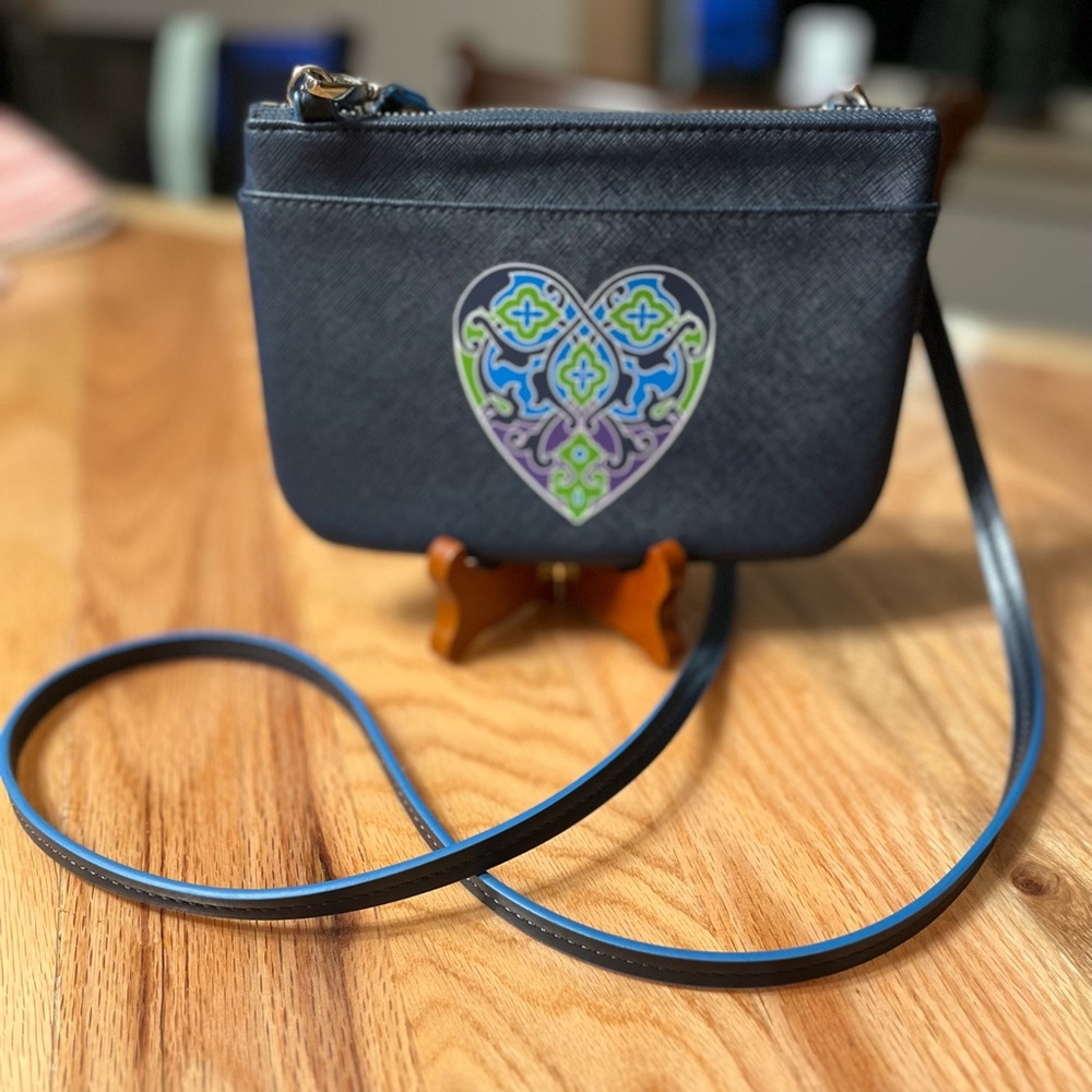 Brighton - Navy Crossbody Bag with Beautifully Decorative Heart Motif